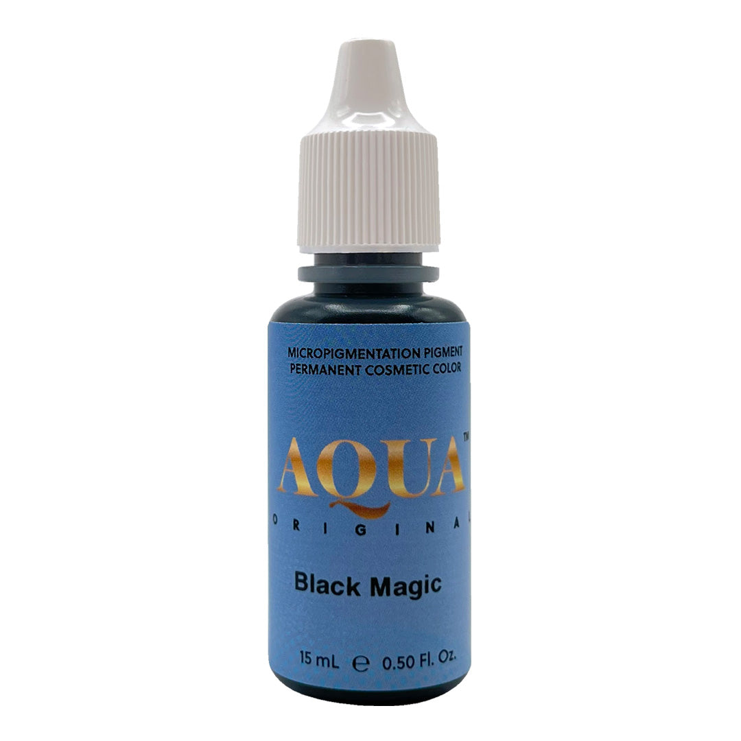 Black Magic PMU pigment, deep black for eyeliner and brow correction, 15mL professional permanent makeup pigment by LI Pigments.