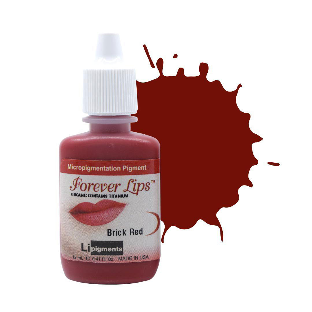 LI Pigments Forever Lips Brick Red 12ml - Rich brick red/brown lip pigment for permanent makeup applications